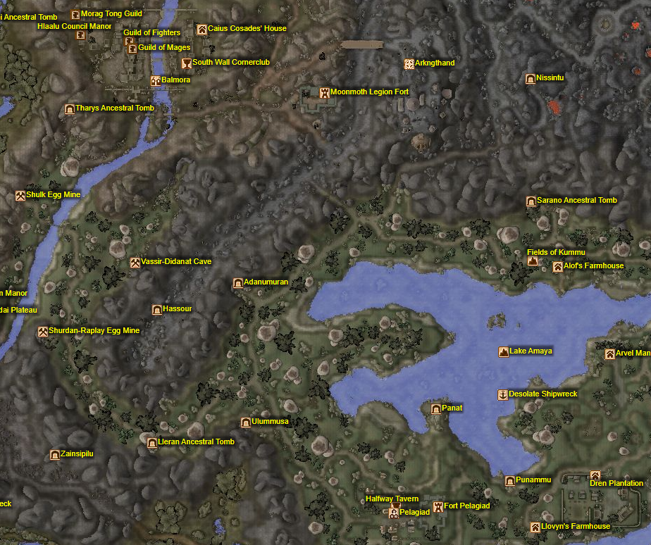 Balmora and Pelagiad Map Locations